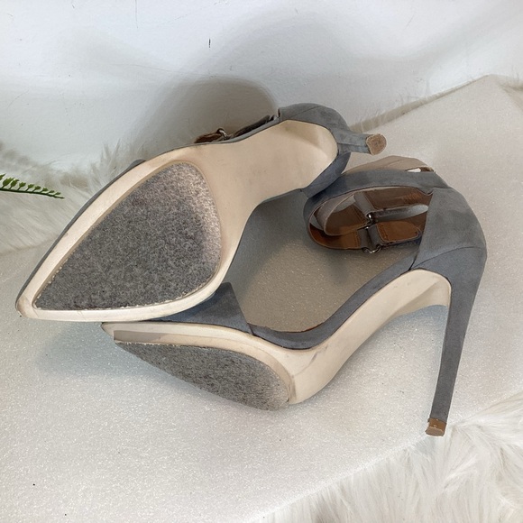 JUSTFAB DOUBLE ANKLE STRAP STILETTO POINT TOE HEELS GREY SZ 7.5 - Picture 9 of 10